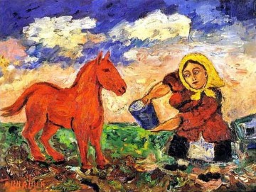 Bauer und Pferd 1910 für Kinder Ölgemälde